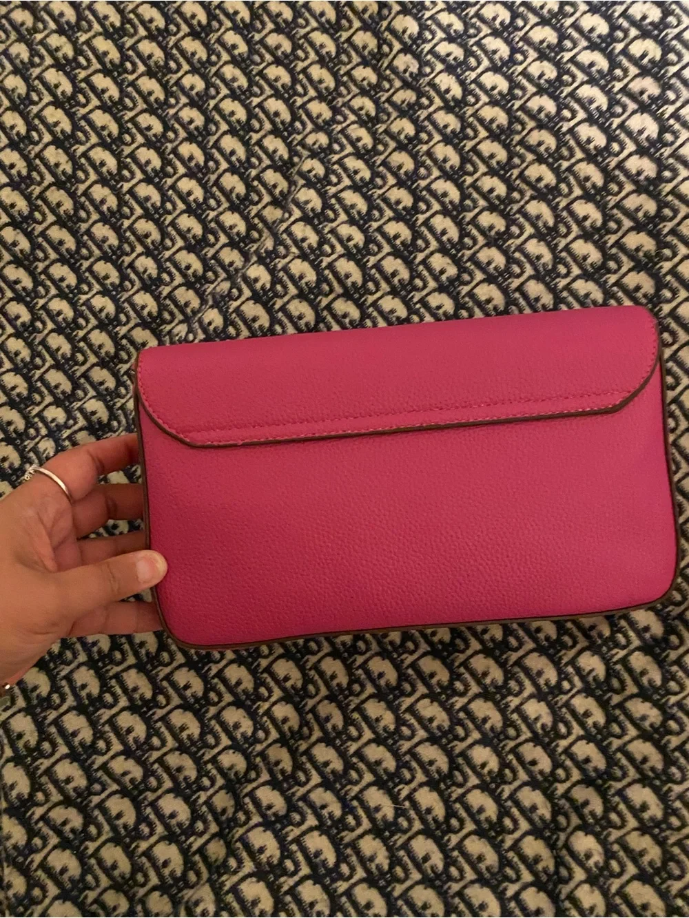 Fuchsia Inspired Leather Shoulder Bag with Gold Buckle